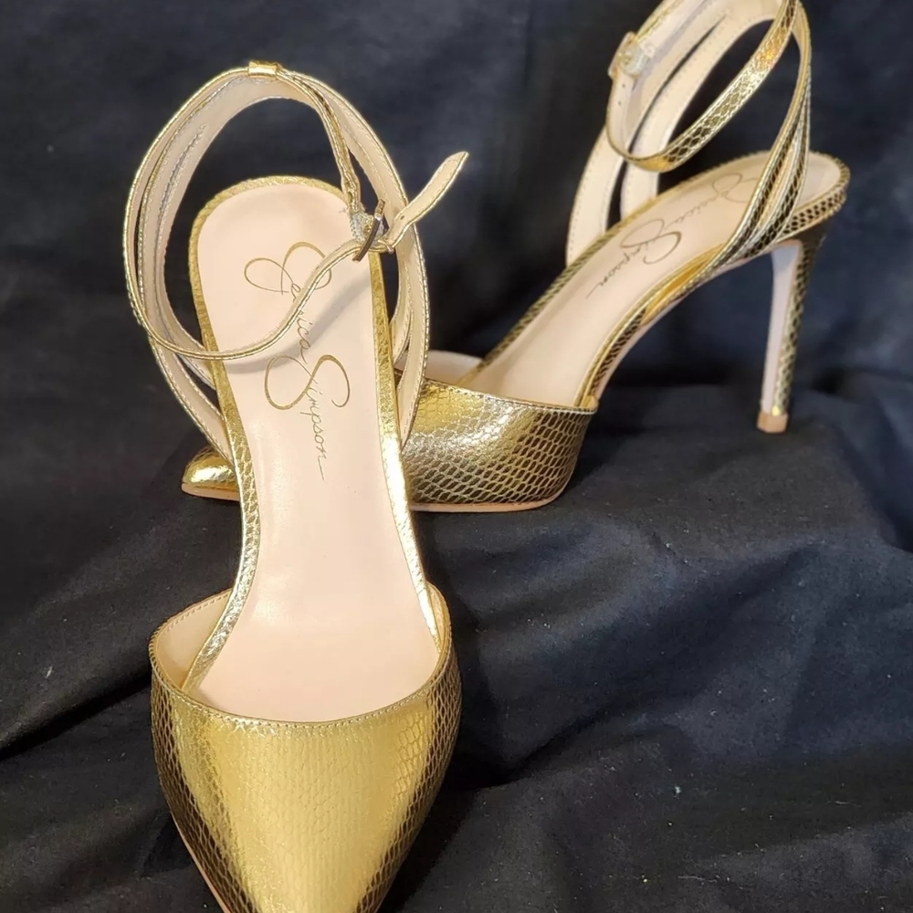 Jessica Simpson Gold Stiletto Heels